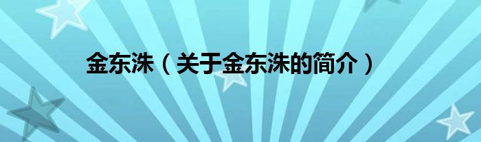 金东洙（关于金东洙的简介）