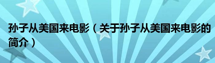 孙子从美国来电影（关于孙子从美国来电影的简介）