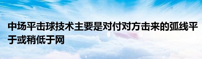 中场平击球技术主要是对付对方击来的弧线平于或稍低于网