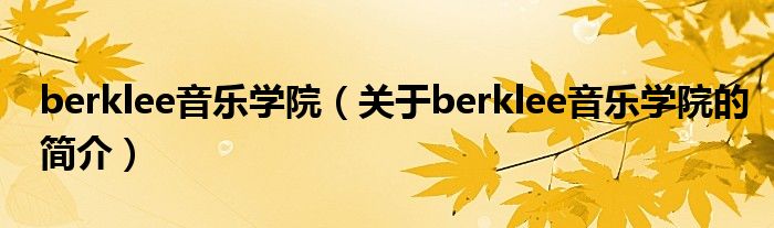 berklee音乐学院（关于berklee音乐学院的简介）