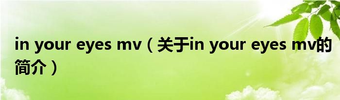 in your eyes mv（关于in your eyes mv的简介）