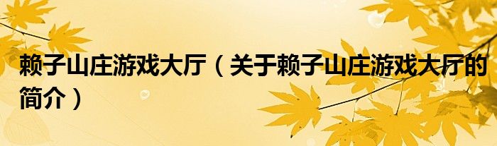 赖子山庄游戏大厅（关于赖子山庄游戏大厅的简介）