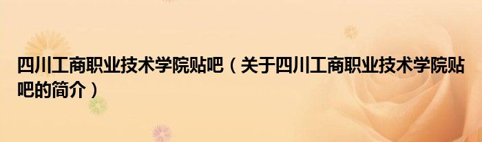 四川工商职业技术学院贴吧（关于四川工商职业技术学院贴吧的简介）
