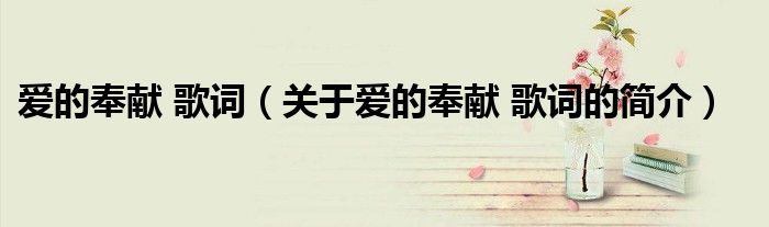 爱的奉献 歌词（关于爱的奉献 歌词的简介）