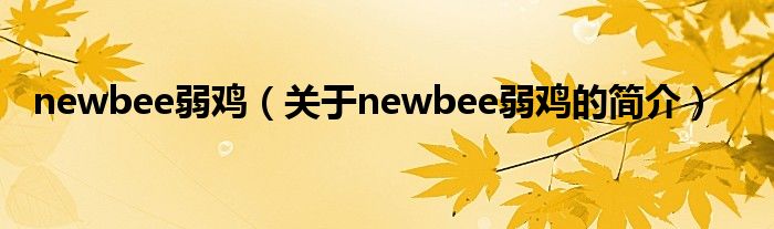 newbee弱鸡（关于newbee弱鸡的简介）