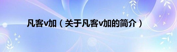 凡客v加（关于凡客v加的简介）