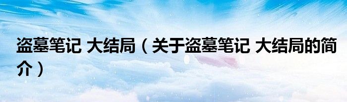 盗墓笔记 大结局（关于盗墓笔记 大结局的简介）