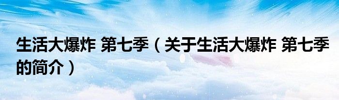 生活大爆炸 第七季（关于生活大爆炸 第七季的简介）