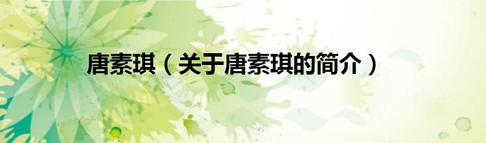 唐素琪（关于唐素琪的简介）