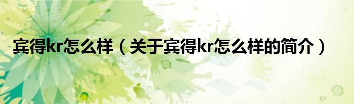 宾得kr怎么样（关于宾得kr怎么样的简介）