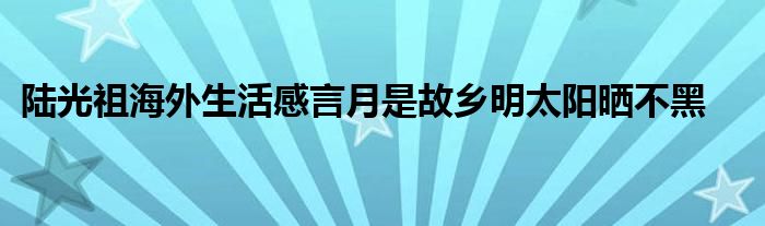 陆光祖海外生活感言月是故乡明太阳晒不黑