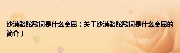 沙漠骆驼歌词是什么意思（关于沙漠骆驼歌词是什么意思的简介）