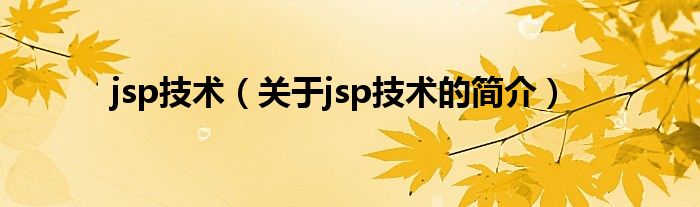 jsp技术（关于jsp技术的简介）