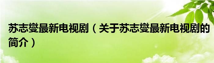 苏志燮最新电视剧（关于苏志燮最新电视剧的简介）