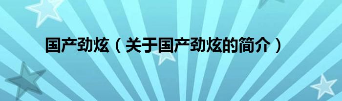 国产劲炫（关于国产劲炫的简介）