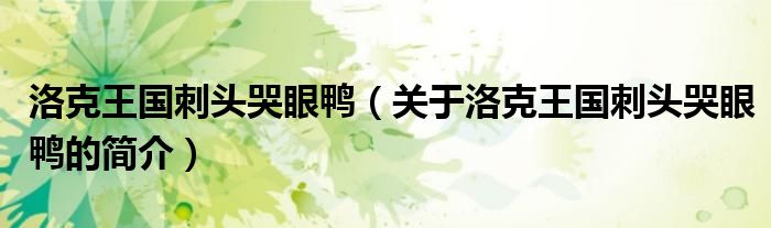 洛克王国刺头哭眼鸭（关于洛克王国刺头哭眼鸭的简介）