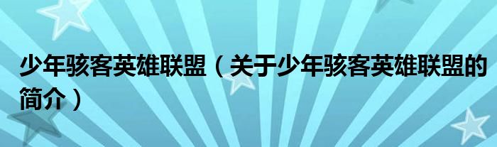 少年骇客英雄联盟（关于少年骇客英雄联盟的简介）