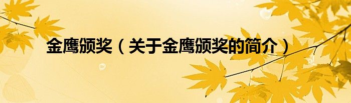 金鹰颁奖（关于金鹰颁奖的简介）