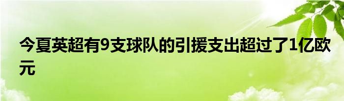 今夏英超有9支球队的引援支出超过了1亿欧元