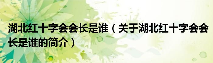 湖北红十字会会长是谁（关于湖北红十字会会长是谁的简介）