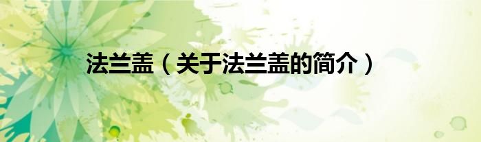 法兰盖（关于法兰盖的简介）