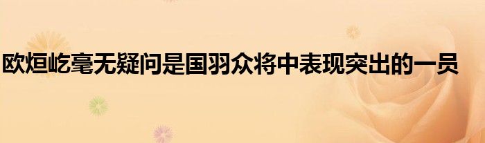 欧烜屹毫无疑问是国羽众将中表现突出的一员