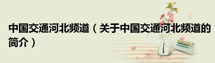中国交通河北频道（关于中国交通河北频道的简介）