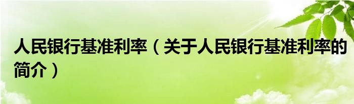 人民银行基准利率（关于人民银行基准利率的简介）