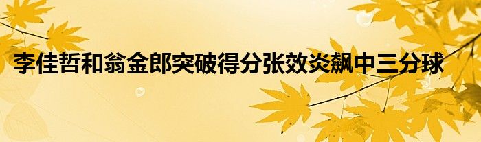 李佳哲和翁金郎突破得分张效炎飙中三分球