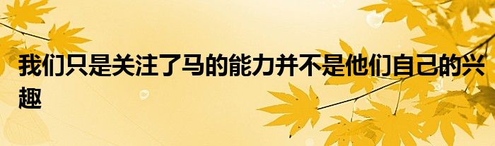 我们只是关注了马的能力并不是他们自己的兴趣