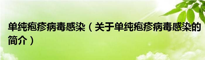 单纯疱疹病毒感染（关于单纯疱疹病毒感染的简介）