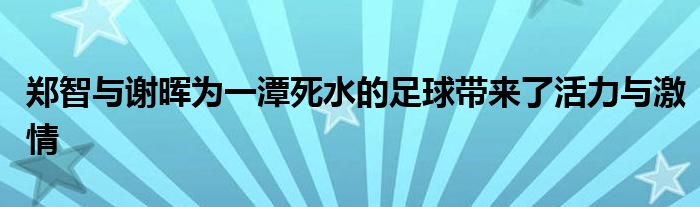 郑智与谢晖为一潭死水的足球带来了活力与激情