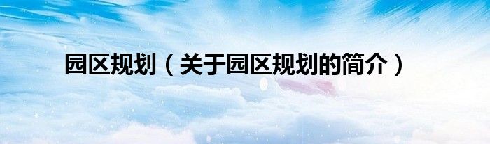 园区规划（关于园区规划的简介）