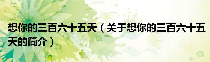 想你的三百六十五天（关于想你的三百六十五天的简介）