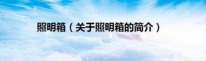 照明箱（关于照明箱的简介）