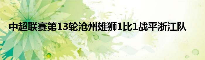 中超联赛第13轮沧州雄狮1比1战平浙江队