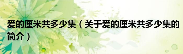 爱的厘米共多少集（关于爱的厘米共多少集的简介）
