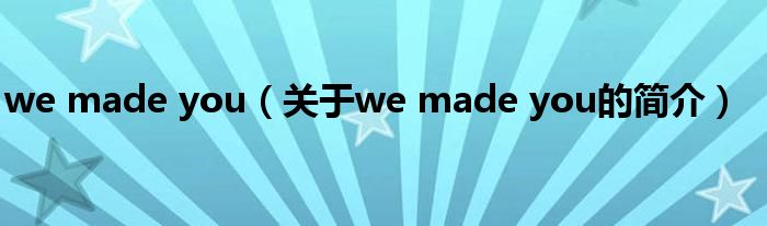 we made you（关于we made you的简介）