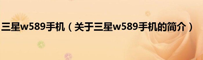 三星w589手机（关于三星w589手机的简介）