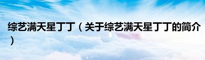 综艺满天星丁丁（关于综艺满天星丁丁的简介）