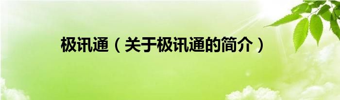 极讯通（关于极讯通的简介）