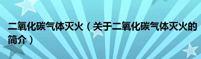 二氧化碳气体灭火（关于二氧化碳气体灭火的简介）