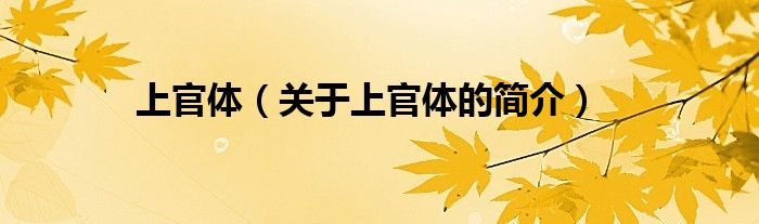 上官体（关于上官体的简介）