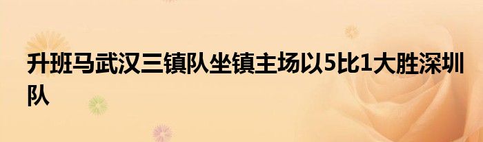 升班马武汉三镇队坐镇主场以5比1大胜深圳队