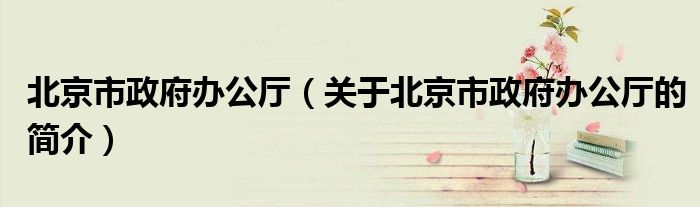 北京市政府办公厅（关于北京市政府办公厅的简介）
