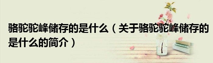 骆驼驼峰储存的是什么（关于骆驼驼峰储存的是什么的简介）