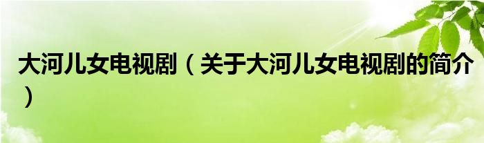 大河儿女电视剧（关于大河儿女电视剧的简介）