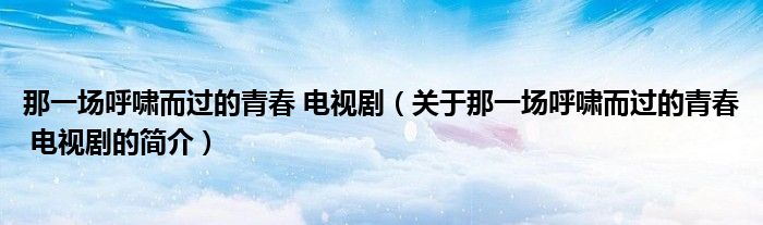 那一场呼啸而过的青春 电视剧（关于那一场呼啸而过的青春 电视剧的简介）