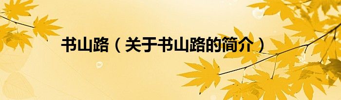 书山路（关于书山路的简介）