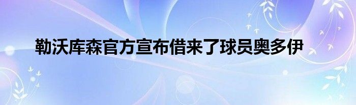 勒沃库森官方宣布借来了球员奥多伊